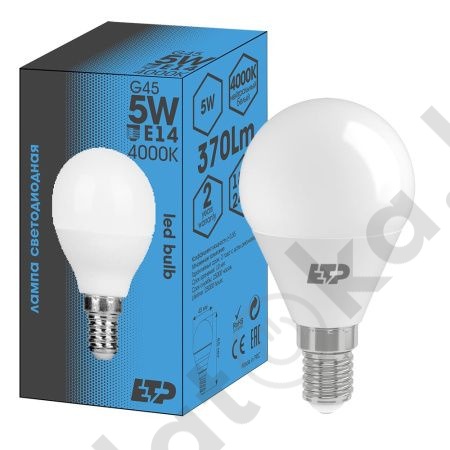 картинка Лампа светодиодная G45 5W 4000K E14 ETP от магазина
