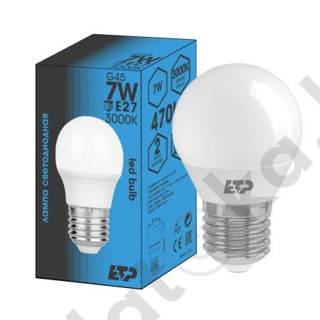 картинка Лампа светодиодная G45 7W 3000K E27 ETP от магазина