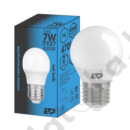 картинка Лампа светодиодная G45 7W 4000K E27 ETP от магазина