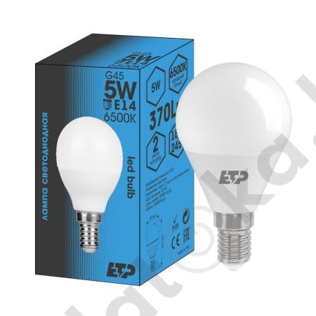 картинка Лампа светодиодная G45 5W 6500K E14 ETP от магазина