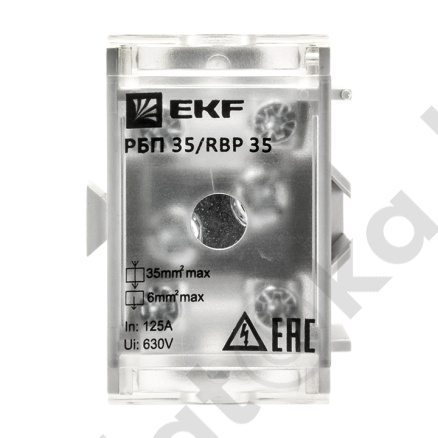 картинка Блок распределительный проходной РБП 35 (1х35-4х6 мм2) 125/50А EKF PROxima от магазина