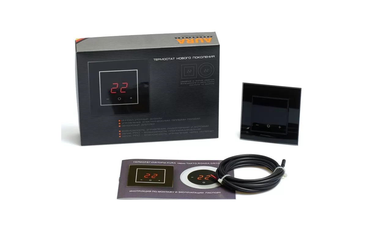 картинка Терморегулятор сенсорный ORTO 9005 Black Classic квадрат от магазина