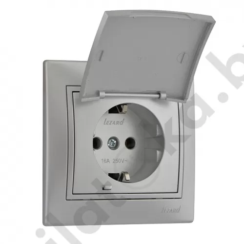 картинка Розетка с/з с крышкой Lezard Mira серебро от магазина