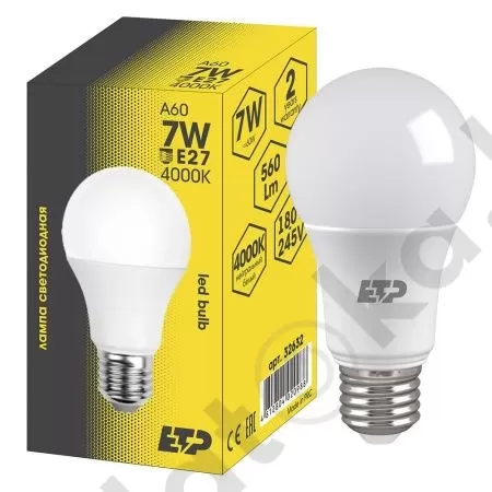 картинка Лампа светодиодная A60 7W 4000K E27 ETP от магазина